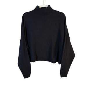 YES Lola Black Fuzzy Textured Turtleneck Sweater Size XS Minimalist Streetwear